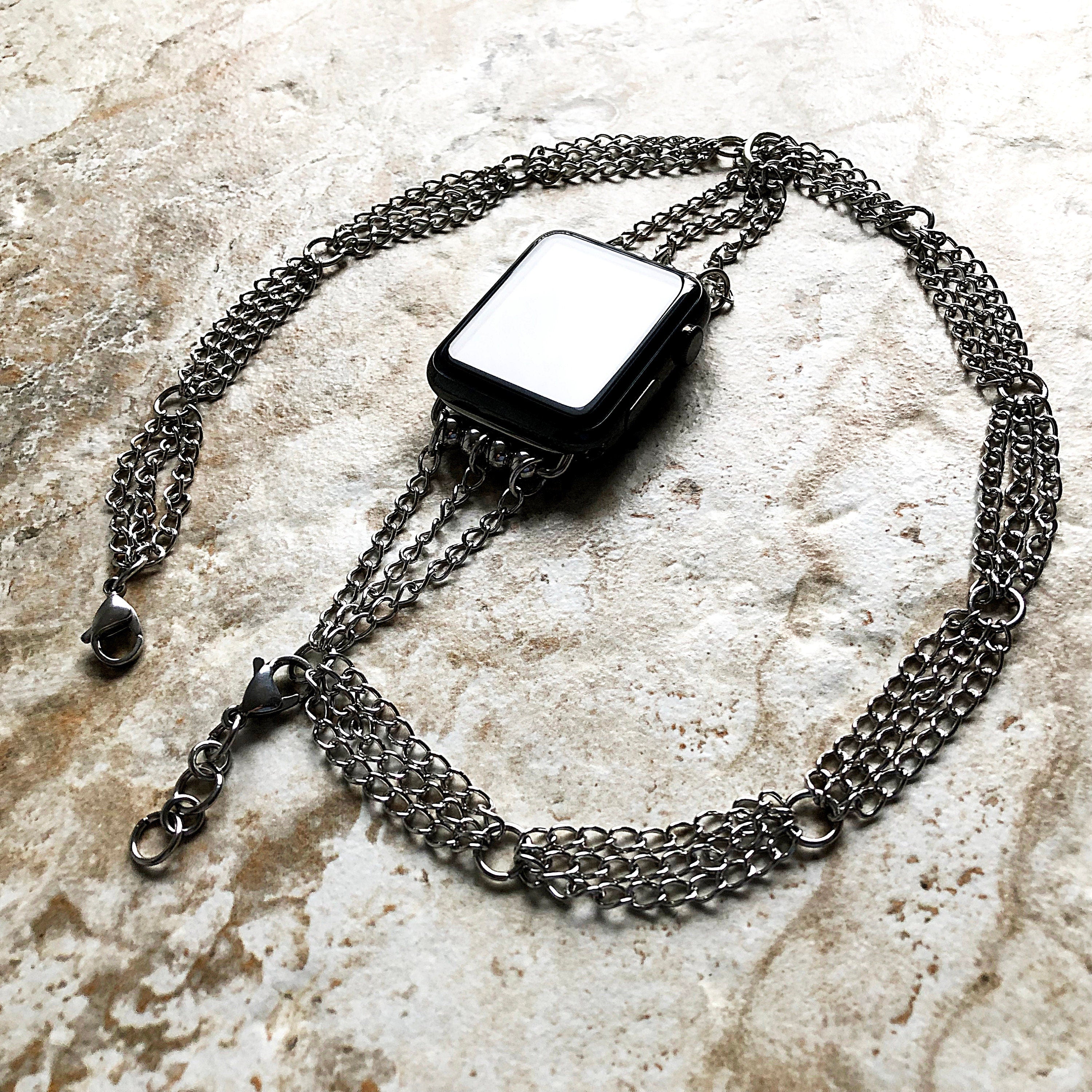 Apple Curb Chain Soldered Links Bracelet for iWatch Ultra 2 9 8 7 SE 6 5 4 3 2 1 Case 38mm 40mm 41mm 42mm 44mm 45mm 49mm Band St Steel